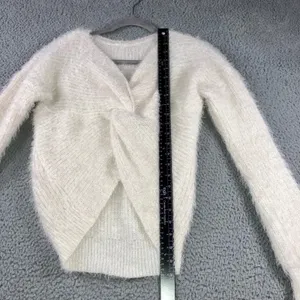 Hippie Rose Fuzzy‎ Knit Sweater Women XS Twist Front Pullover Cozy Soft Chic thumbnail 5