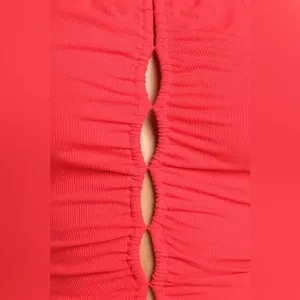 Lulus NWT Just a Hint Red Ruched Cutout Halter Top - Large thumbnail 5