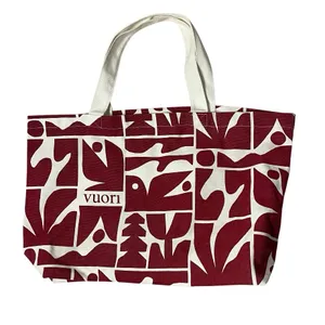 VUORI Tote Bag Limited Edition Holiday 2025 Canvas Maroon White Large Bag thumbnail 2