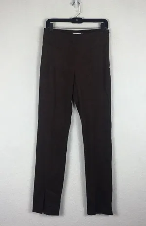Good American Chocolate Brown Faux Suede Pant Size 8 Boss Split Hem Straight Leg thumbnail 3