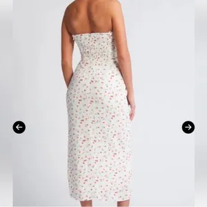 NWT WAYF Birdie Ruched Strapless Midi Dress‎ Ivory Ditsy Sz Small $99 thumbnail 5