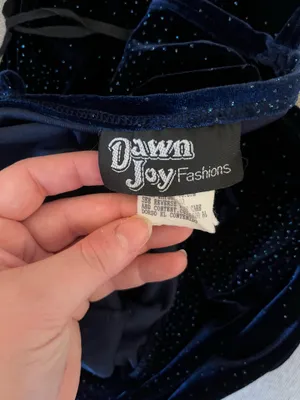 90s Y2K Navy Blue Velvet Formal Dress thumbnail 9