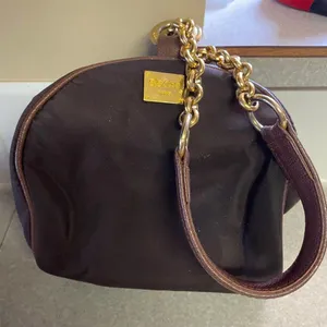 Vintage Electre Paris Brown Nylon Gold Chain Mini Pouch Coastal Granola … thumbnail 1