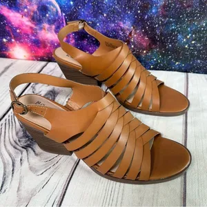 Frye and Co Sandals Womens Sz 11 Brown Galia Block Heel Vegan Leather‎ Shoes thumbnail 1