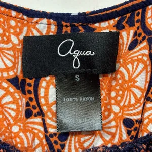 AQUA Hippie Boho Orange Navy Blue Strappy Maxi Dress SMALL Feminine thumbnail 6