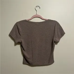 Bozzolo Chocolate V-Neck Ribbed Tee thumbnail 2