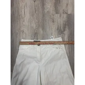 Zara Womens White Cotton Linen Blend Wide Leg High Rise Pants Size M 28 thumbnail 5