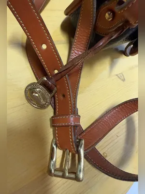 Dooney & Bourke Vtg Black Pebbled All Weather Leather Calvary Saddle Bag Brass thumbnail 13