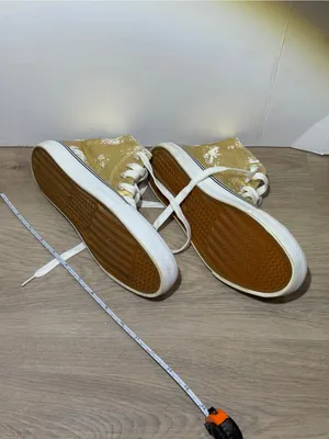 Gold High-Top Canvas Sneakers with White Toe size 8 cute lace up casual fashion thumbnail 3