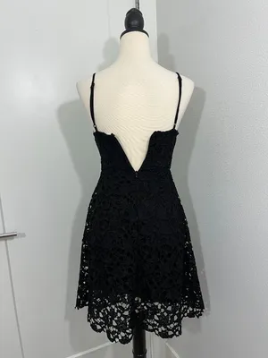 ASTR Small Black Eyelet Lace Cutout Midi Dress thumbnail 3