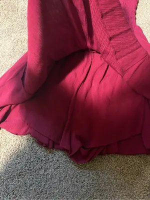 Garage Strapless Smocked Skater Dress Romper in Deep Magenta with Shirred Top thumbnail 2