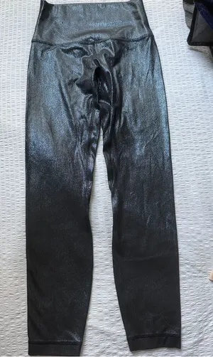 lululemon athletica Metallic Black High-Rise Ribbed Leggings thumbnail 1