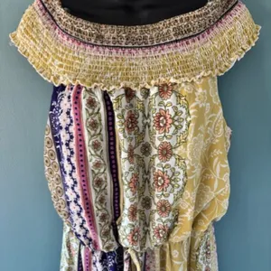 Bailey Blue L Multicolor Patchwork Maxi Dress Sleeveless Tie Waist Boho Floral thumbnail 4