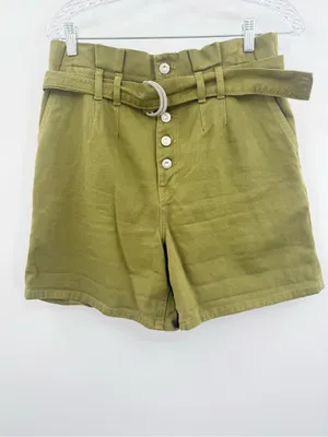 Free People‎ Cindy Utility Shorts Belted Green Cotton Size 4 thumbnail 2