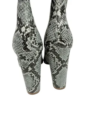 Steve Madden Rouge Gray Snakeskin Faux Leather Point Toe Knee‎ High Boots Size 9 thumbnail 6