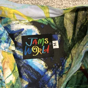 Jams World Colorful Floral Print Tunic Top Womens Medium V-Neck 3/4 Slv Popover thumbnail 3