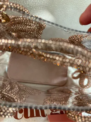 NWT cult gaia clear mini tote with rose gold beaded floral accents thumbnail 12