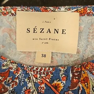 💕SEZANE💕 West Shirt Ranch Marine Multi-Color Paisley Floral Print FR 38 = US 6 thumbnail 13