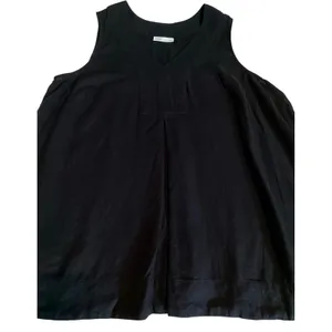 Croft & Barrow Womens XL Black Linen V-Neck Sleeveless Tank Top Pleated Bib thumbnail 8
