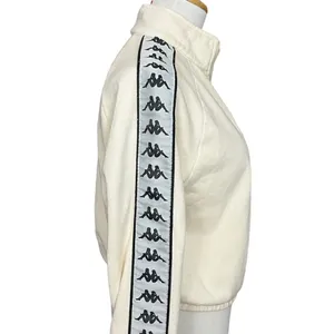 Kappa Cream Cropped Quarter Zip Logo Tape Pullover S thumbnail 2