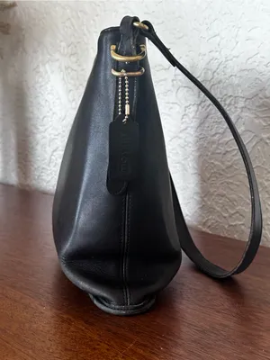 Vintage Coach Equestrian Slim 9306 Black Glove Tan Leather Shoulder Bag USA 1997 thumbnail 10