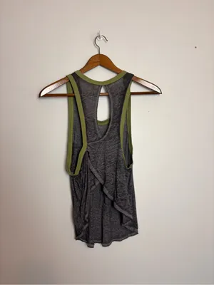 Free People FP Movement Performance Gray Green Trim AXL Yoga Tank thumbnail 9