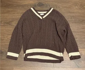 Altar'd State Brown and Cream Knit Sweater thumbnail 1