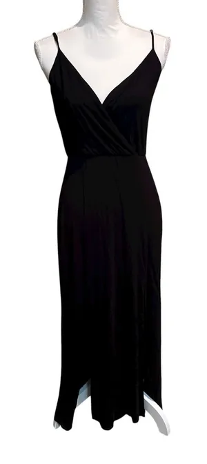 Lulus Black Maxi‎ Dress Size Small Spaghetti Straps V-Neck Front Slit thumbnail 1