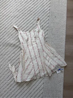 Cider Cotton Floral Square Neck Bowknot A-line Mini Dress thumbnail 2