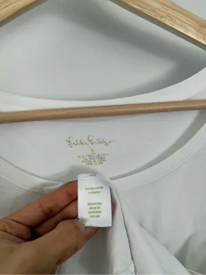 Lilly Pulitzer Small Ruffle Sleeve Scoop Neck Tee White Pima Cotton Preppy thumbnail 2