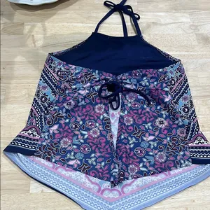 Kona Sol Pink and Blue Swim Coverup with Geometric Design thumbnail 3