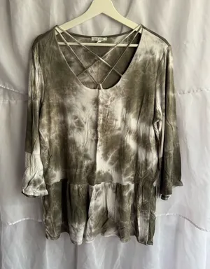 Ava James Tie Dye Cut Out Knit Blouse thumbnail 1