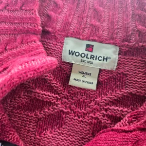 Woolrich Womens‎ Ruby Red Snowflake Knit Quarter Button Mock Neck Sweater XL thumbnail 2