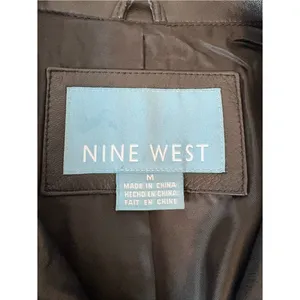 Nine West Soft Genuine Leather Jacket Black Zip Front Women M thumbnail 3