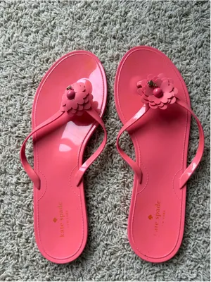 Kate Spade New York Jaylee Jelly Sandals 11 Pink Floral Thong Flip Flops thumbnail 2