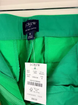 J.Crew Kelsey Pants Size 8 Bright Green Cropped Straight Leg NWT thumbnail 5