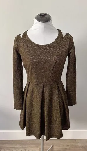 Urban Outfitters Cooperative Gold Shimmer Mini Dress thumbnail 1