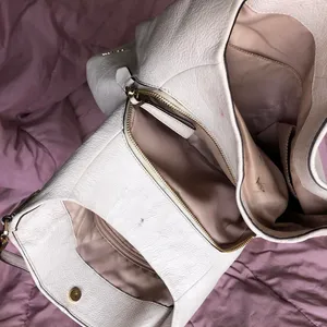 Coach Madison Leather Phoebe Shoulder Hand Bag Purse Beige Cream Leather 26224 Hobo Preppy Gold Hardware Approx 13” wide x 10.5” tall x 3.5” deep thumbnail 4