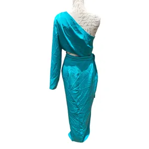ASOS DESIGN Womens One Shoulder Drape Wrap Maxi‎ Dress Turquoise Blue Size 6 thumbnail 10