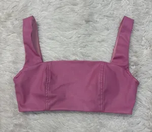 Edikted Pink Square-Neck Crop Top - Women's Sleeveless Bralette thumbnail 1