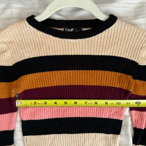 Cute Multicolor Striped Colorful Round Neck Slim Fit Sweater Size Medium thumbnail 6