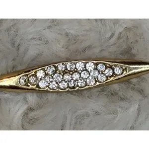 Gold Tone Marquise Pave Crystal Lever Back Drop Earrings Clear Rhinestone thumbnail 6