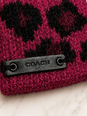 COACH Ocelot Angora Blend Tech Touch Gloves Raspberry Shimmer EUC thumbnail 4