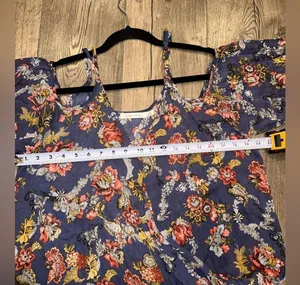 Bishop + Young Blue Romantic Floral Boho Cold Shoulder Blouse Women'S Sz L thumbnail 10