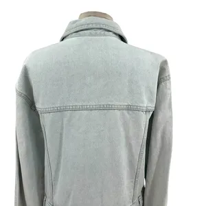 Zara Denim Short Mini Dress Light Wash Blue Long Sleeves Coverall Size Large‎ thumbnail 9