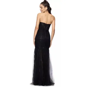 Betsy & Adam Women's Black Sequined Lace Corset Gown Dress Size 8 Sweatheart thumbnail 4