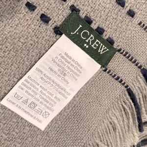 J. Crew Striped Scarf Fringe Oversize Wrap OS Travel Fall Winter Academia Preppy thumbnail 5