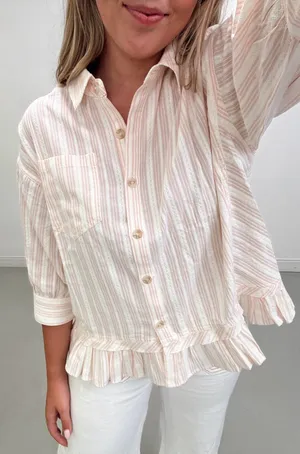 BOUTIQUE BUTTON UP SHIRT Pink Size M thumbnail 3