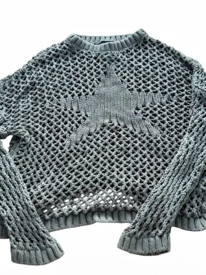 Minga London Olive Green Star Open Knit Sweater Size M thumbnail 1