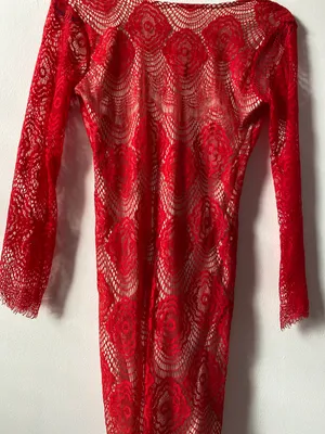 Vintage Red Lace Dress Size S petite thumbnail 4